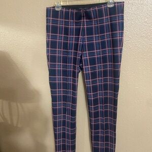 Sanctuary Women  Plaid Pants - Navy and Pink